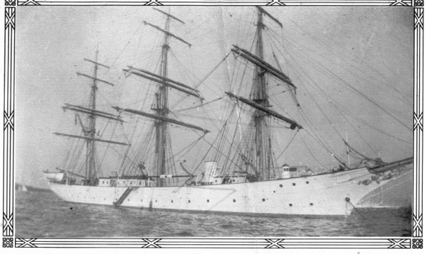 three masted steamer sailing ship